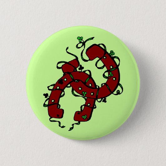 Hufeisen mit Kleeblatt Vines Button (Vorderseite)