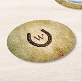 Hufeisen-Monogramm-Untersetzer aus Papier Runder Pappuntersetzer (Angewinkelt)