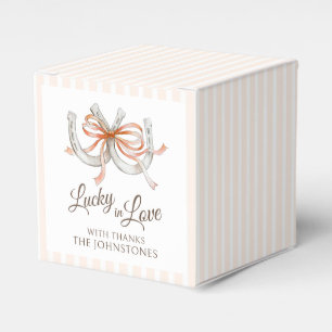 Hufeisen orangefarbenes Band Aquarell-Hochzeit Geschenkschachtel