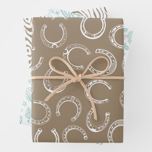 Hufeisen, Paisley, Papierblätter aus Holz Geschenkpapier Set (Beispiel)