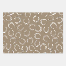 Hufeisen, Paisley, Papierblätter aus Holz Geschenkpapier Set