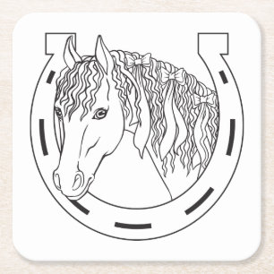 Hufeisen Pony Geschenk Reiten Westernpferd Rechteckiger Pappuntersetzer