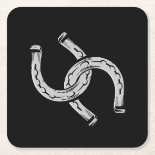 Hufeisen Rechteckiger Pappuntersetzer