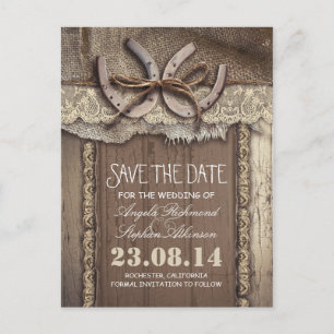 Hufeisen rustikales Land Save the Date Postkarten
