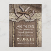 Hufeisen rustikales Land Save the Date Postkarten (Vorderseite)
