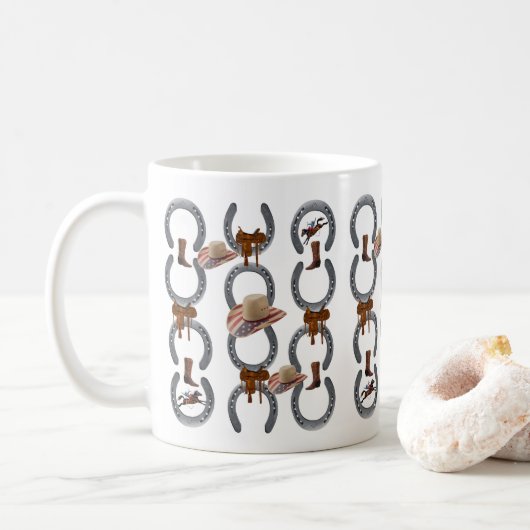 Hufeisen Sattel Cowboy Tasse (Mit Donut)