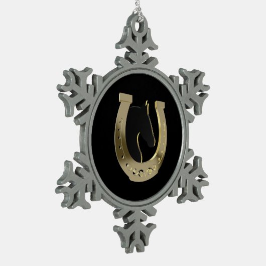 Hufeisen Schneeflocken Zinn-Ornament (Links)