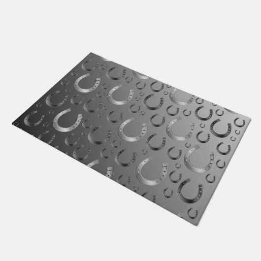 Hufeisen, Silber, Muster grau, Glück, Muster, Fußmatte (Schrägansicht)