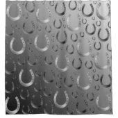 Hufeisen, Silber, Muster grau, Glück, Muster, Gras Duschvorhang (Vorderseite)