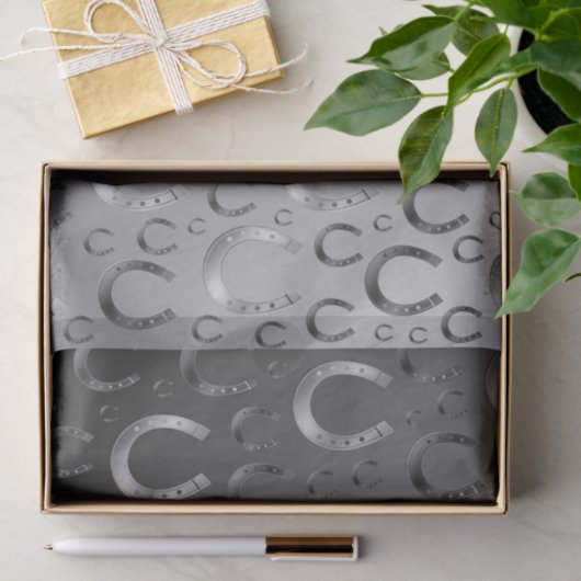 Hufeisen, Silber, Muster grau, Glück, Muster, Seidenpapier (Geschenk)