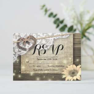 Hufeisen Sonnenblume Holztraueing RSVP Bitte antwo Karte