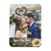 Hufeisen Sonnenblumen Hochzeit speichern das Date Magnet (Vertikal)