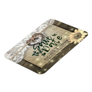 Hufeisen Sonnenblumen Land Hochzeit Save the Date Magnet