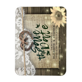 Hufeisen Sonnenblumen Land Hochzeit Save the Date Magnet