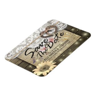 Hufeisen Sonnenblumen Land Hochzeit Save the Date Magnet