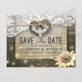 Hufeisen Sonnenblumen Land Hochzeit Save the Date Postkarte (Vorderseite)