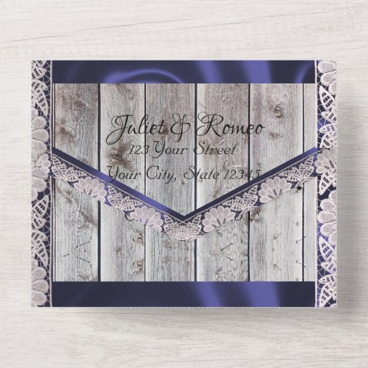 Hufeisen & Spitzen Gettin' Hitched Wedding All In One Einladung (Rückseite)