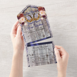 Hufeisen, Spitzen und Wildblumen werden heftig All In One Einladung