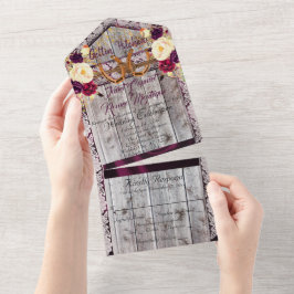 Hufeisen, Spitzen und Wildblumen werden heftig All In One Einladung