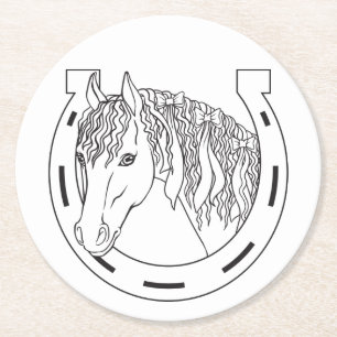 Hufeisen Süßes Pony Geschenk Cowgirl Western Pferd Runder Pappuntersetzer