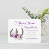 Hufeisen und Blume Brautparty aus Holz Inv Einladung (Stehend Vorderseite)