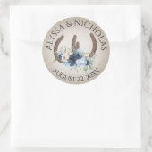 Hufeisen und Blüten Rustikal Runder Aufkleber (Tasche)