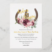 Hufeisen und Burgunder Pink Blumenzwiebeln Folieneinladung (Vorderseite)