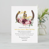 Hufeisen und Burgunder Pink Blumenzwiebeln Folieneinladung (Stehend vorne)