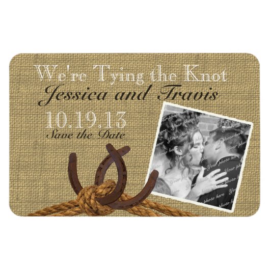 Hufeisen und Foto der Hoffnung Save the Date Magnet (Horizontal)