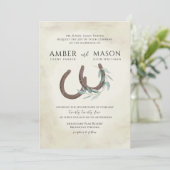 Hufeisen und Grünpflanzen Einladung (Stehend Vorderseite)