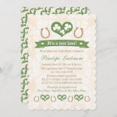 Hufeisen und Kleeblätter Babydusche Einladung (Vorne/Hinten)