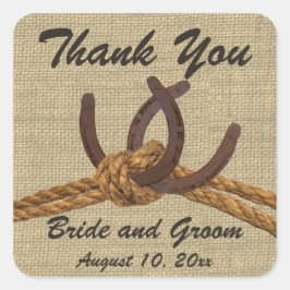 Hufeisen und Krawatte des Seils Quadratischer Aufkleber