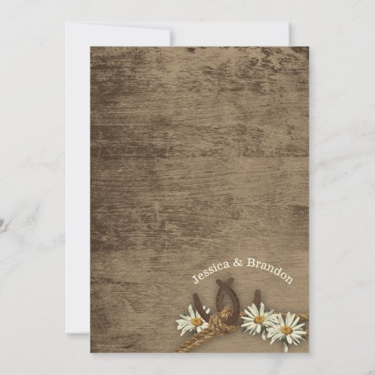 Hufeisen und Milchäschen Rustikales Burlap Einladung (Rückseite)