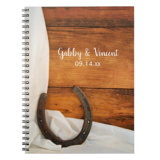 Hufeisen und Satin Country-Barn-Hochzeit Notizblock (Vorderseite)