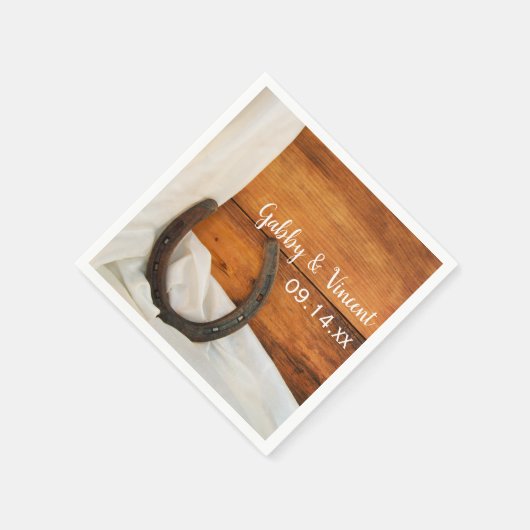 Hufeisen und Satin Country-Barn-Hochzeit Serviette (Ecke)