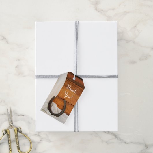 Hufeisen und Satin Western Stall Gastgeschenk Hoch Geschenkanhänger (Mit Garn)