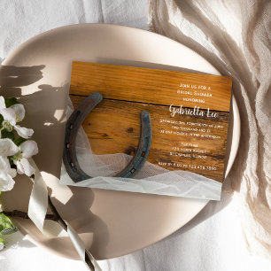 Hufeisen und Schleier Brautparty Einladung