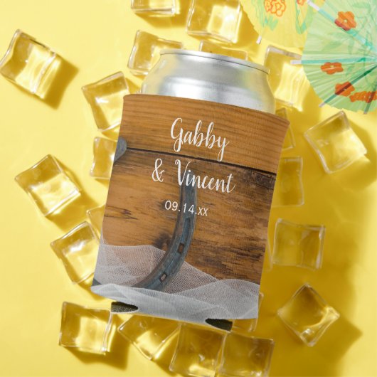Hufeisen und Schleier Gastgeschenk Hochzeit Dosenkühler (In Situ Sommer)