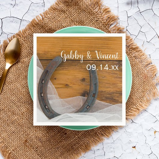 Hufeisen und Schleier Western Hochzeit Serviette