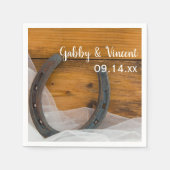 Hufeisen und Schleier Western Hochzeit Serviette (Vorderseite)