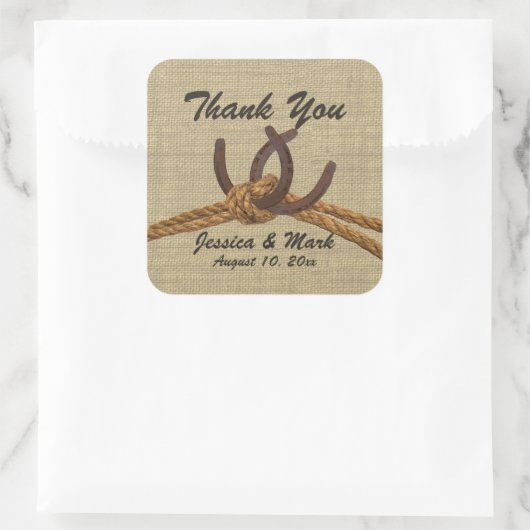 Hufeisen und Seile Quadratischer Aufkleber (Tasche)