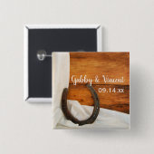 Hufeisen- und Weißsatin-Hochzeit Button (Vorne & Hinten)