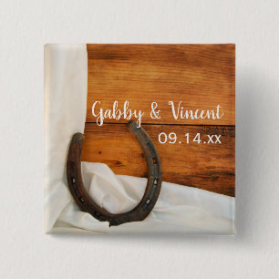 Hufeisen- und Weißsatin-Hochzeit Button