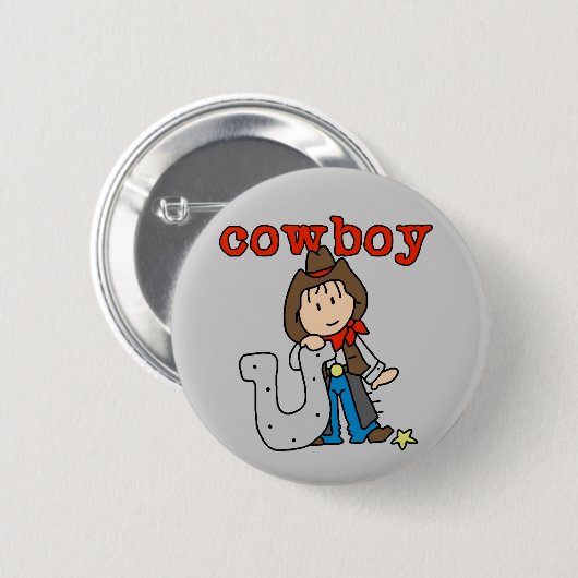 Hufeisencowboy-T-Shirts und Geschenke Button (Vorne & Hinten)
