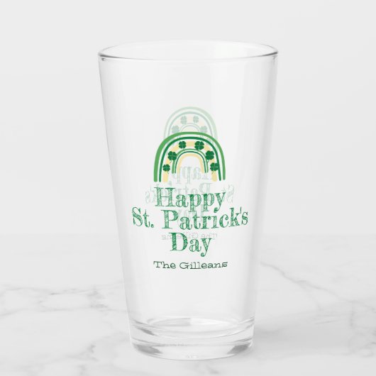 Hufeisenhufeisen St Patricks Day Beer Glas (Rückseite)