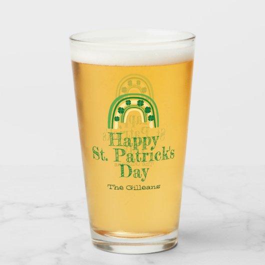 Hufeisenhufeisen St Patricks Day Beer Glas (Vorne (Gefüllt))