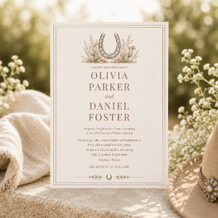 Hufeisenkaktus Western Country-Hochzeit Einladung