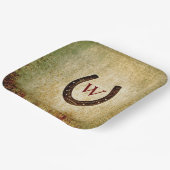Hufeisenpapier-Mit Monogramm Teller (Gewinkelt)