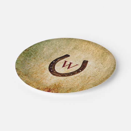 Hufeisenpapier-Mit Monogramm Teller (Schrägansicht)