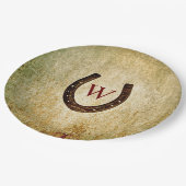 Hufeisenpapier-Mit Monogramm Teller (Schrägansicht)
